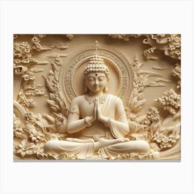 3d Hindu Ancient Religious Buddha Art Background Golden 2 Canvas Print