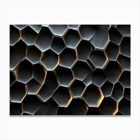 Elegant Seamless Pattern Black 3d Hexagonal Geometric Shape 1 Canvas Print