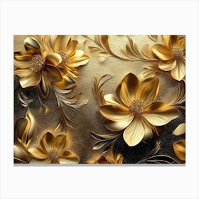 Gold Flowers Background Canvas Print