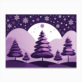 Purple Christmas Night, Christmas concept art, Christmas vector art, Vector Art, Christmas art, Christmas tree, Christmas Canvas Print