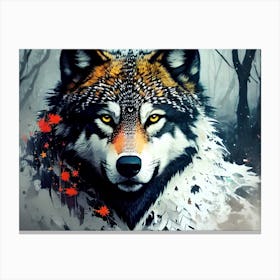 Wolf In The Woods 23 Canvas Print