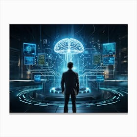 Abstract Cyber Concept Art Featuring A Human Brain At The Center Of Innovation Connected With Futur 2 1 Canvas Print