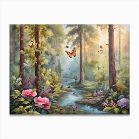 Butterflies In The Forest 1 Canvas Print