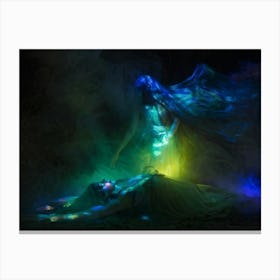 Polychrome Banshee Emitting A Spectral Glow Tendrils Of Haunting Aura Swirling Vibrancy Against A 1 Canvas Print