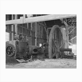 Old Engine In Abandoned Sugar Mill Near Gibson, Louisana By Russell Lee Canvas Print