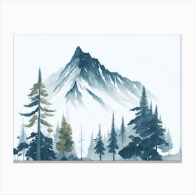 Mountain And Forest In Minimalist Watercolor Horizontal Composition 289 Canvas Print