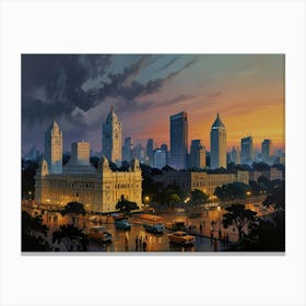 Cityscape At Dusk 1 Canvas Print