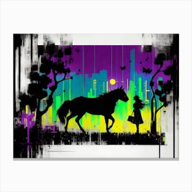 Horse And Girl In The City Canvas Print