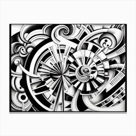 Chromatic Fusion Abstract Black And White 5 Canvas Print