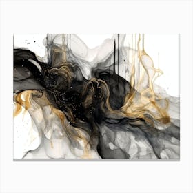 Elegant Black Gold Marble Abstract 3 Canvas Print