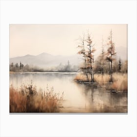 A Painting Of A Lake In Autumn 51 Canvas Print