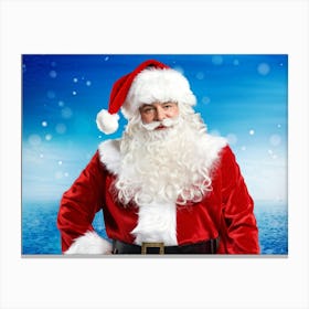 A Traditional Santa Claus Costume With Vivid White Fur Accents Bright Red Coat Velvet Hat And Flu (5) Canvas Print