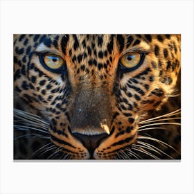 African Leopard Close Up Realism 3 Canvas Print