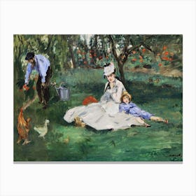 The Monet Family In Their Garden At Argenteuil, Claude Monetthe Monet Family In Their Garden At Argenteuil, Claude Monet Canvas Print