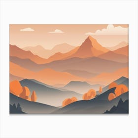 Misty mountains horizontal background in orange tone 86 Canvas Print