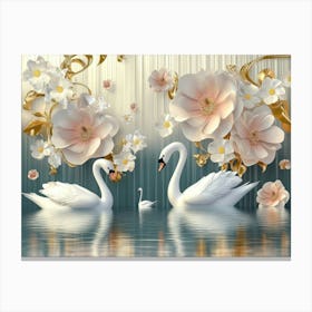 Illustration With Flowers On A 3d Background 2 Canvas Print