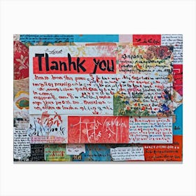 A Multilingual Greeting Card Featuring The Word Thank You In Diverse Scripts Including Chinese Ge (5) Canvas Print