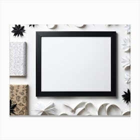 Black Frame With Gift Wrapping Paper Canvas Print