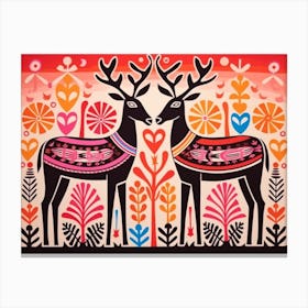 Saiga Antelope Folk Style Animal Illustration Canvas Print