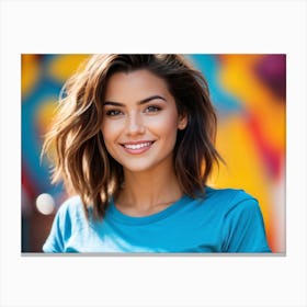 Beautiful Young Woman Smiling 1 Canvas Print