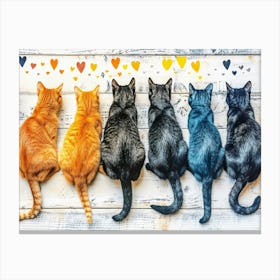 Angry Cats In A Row Canvas Print