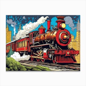 Red Steam Locomotive Canvas Print