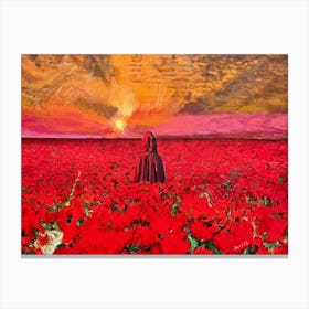 The Red Menace Sea Of Red With Red Robed Figure Canvas Print