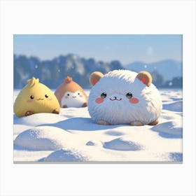 Snowy Hamsters Canvas Print