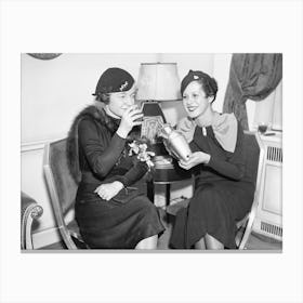 Two Women At A Party Vintage Black and White Photo Canvas Print