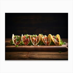 Tacos On A Wooden Board Canvas Print