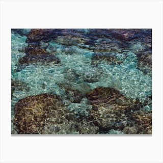 Tropical Summer Rocks In The Clear Blue Sea Colour Ocean Photography  Canvas Print