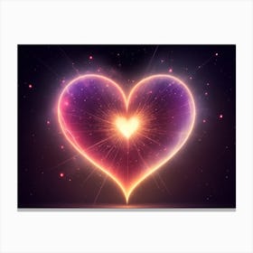 A Colorful Glowing Heart On A Dark Background Horizontal Composition 28 Canvas Print