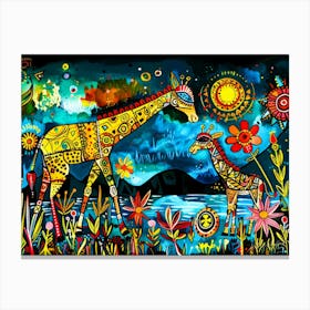 Serengeti Giraffe - Batik Bouquet Canvas Print