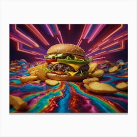 Neon Burger 1 Canvas Print