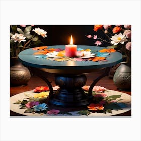 Table With Flowers Canvas Print