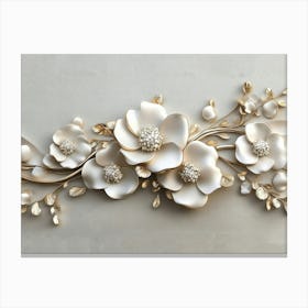 White Flowers Wall Art Canvas Print