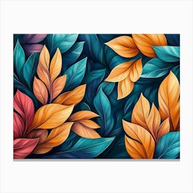 Beautiful Illustration of Colorful Leaves 3 Canvas Print