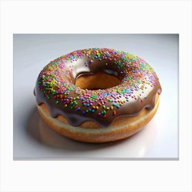 Chocolate Glazed Donut With Sprinkles Canvas Print