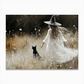 Witch And Cat Canvas Print