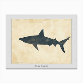 Blue Shark Grey Silhouette 1 Poster Canvas Print