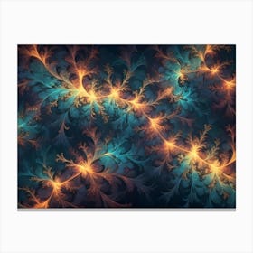 An Abstract Design With Swirling, Orange And Blue Tendrils On A Dark Blue Background 1 Canvas Print