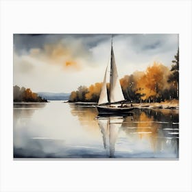 Sailboat Painting Lake House (23) Canvas Print
