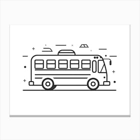School Bus Line Icon Canvas Print