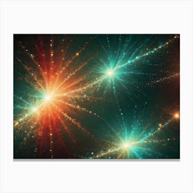 Abstract Image Of Swirling, Glowing Colors In Shades Of Orange, Red, And Teal, Creating A Dynamic And Energetic Composition Canvas Print