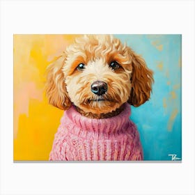 Goldendoodle In Pink Sweater Canvas Print