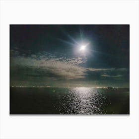 Moon over Mumbles, Swansea Canvas Print