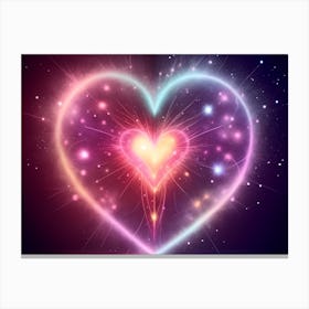 A Colorful Glowing Heart On A Dark Background Horizontal Composition 46 Canvas Print