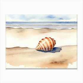 Seashell on the beach, watercolor painting 5 Canvas Print