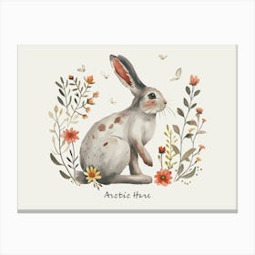 Little Floral Arctic Hare 4 Poster Canvas Print