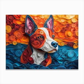 Bull Terrier Paper Quill Dog Portrait Canvas Print